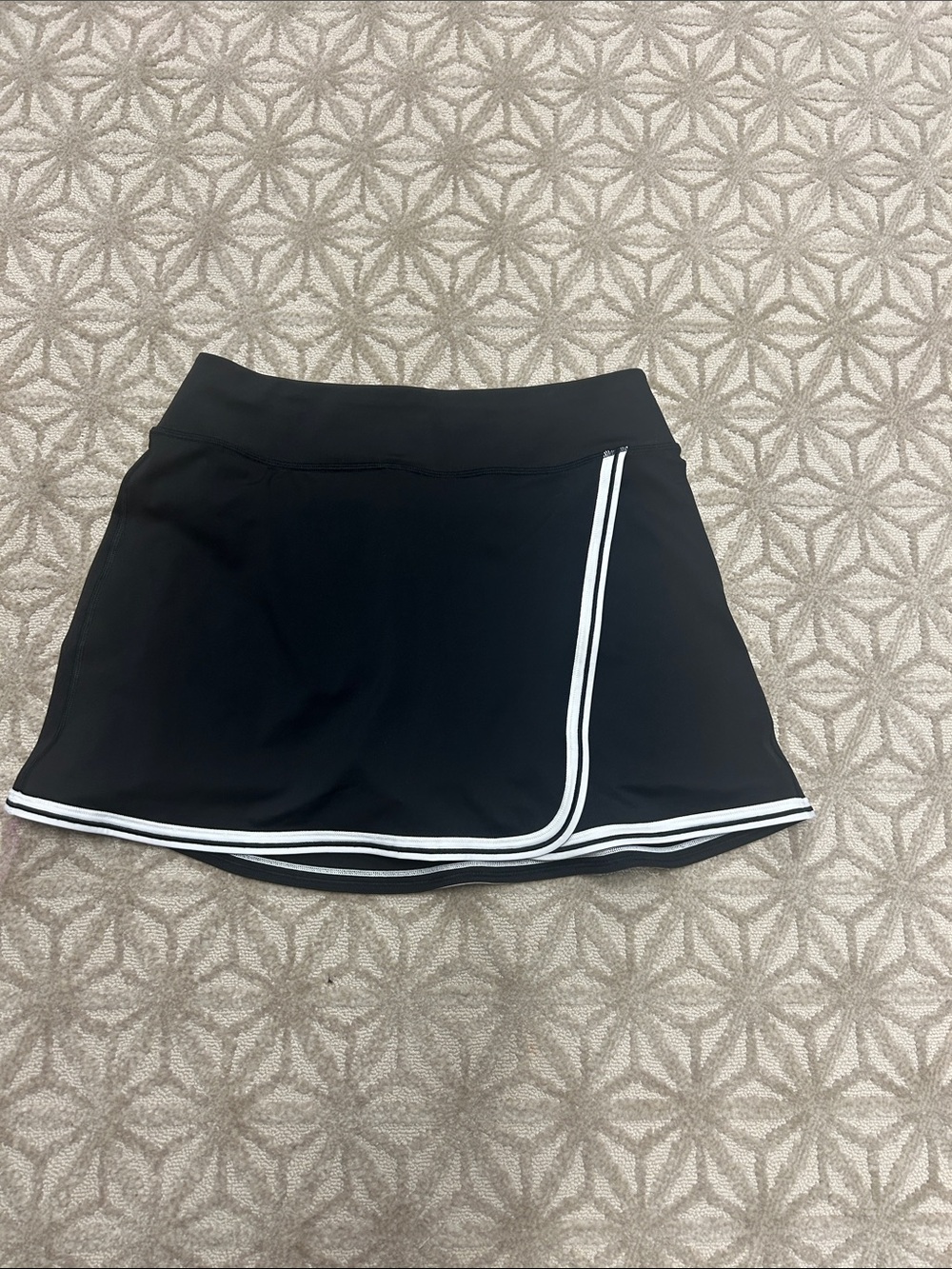 Athleta Black Mini Skort with White Stripe Trim